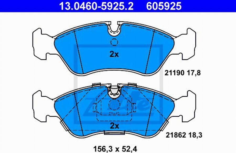 ATE 605925 - Kit pastiglie freno, Freno a disco www.autoricambit.com