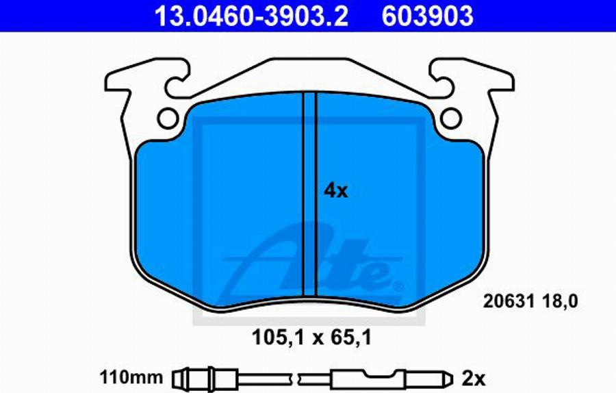 ATE 603903 - Kit pastiglie freno, Freno a disco www.autoricambit.com