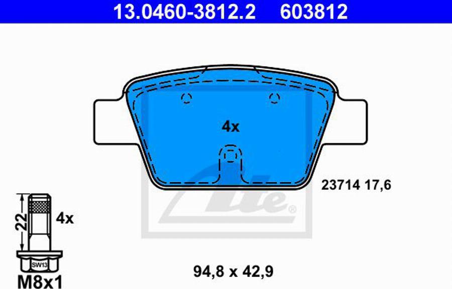 ATE 603812 - Kit pastiglie freno, Freno a disco www.autoricambit.com