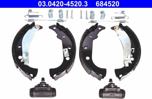 ATE 03.0420-4520.3 - Kit freno, freni a tamburo www.autoricambit.com