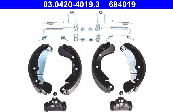 ATE 03.0420-4019.3 - Kit freno, freni a tamburo www.autoricambit.com