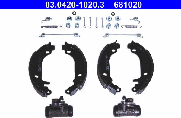 ATE 03.0420-1020.3 - Kit freno, freni a tamburo www.autoricambit.com