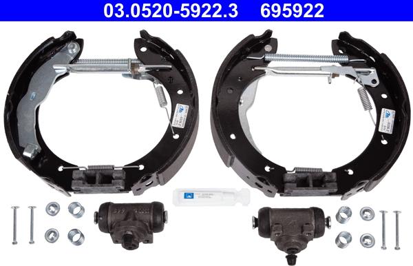 ATE 03.0520-5922.3 - Kit freno, freni a tamburo www.autoricambit.com