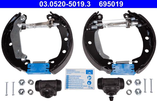 ATE 03.0520-5019.3 - Kit freno, freni a tamburo www.autoricambit.com