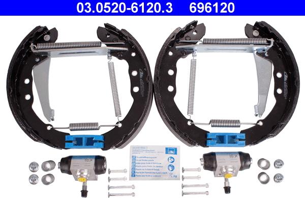 ATE 03.0520-6120.3 - Kit freno, freni a tamburo www.autoricambit.com