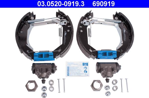 ATE 03.0520-0919.3 - Kit freno, freni a tamburo www.autoricambit.com