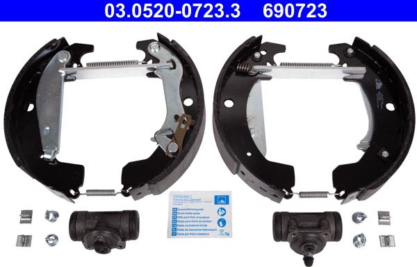 ATE 03.0520-0723.3 - Kit freno, freni a tamburo www.autoricambit.com