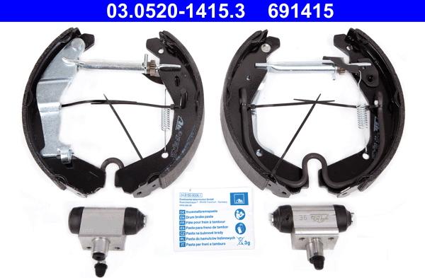 ATE 03.0520-1415.3 - Kit freno, freni a tamburo www.autoricambit.com