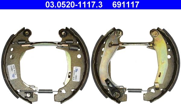 ATE 03.0520-1117.3 - Kit freno, freni a tamburo www.autoricambit.com