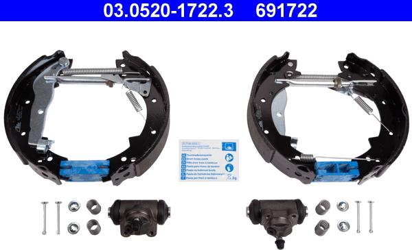 ATE 03.0520-1722.3 - Kit freno, freni a tamburo www.autoricambit.com