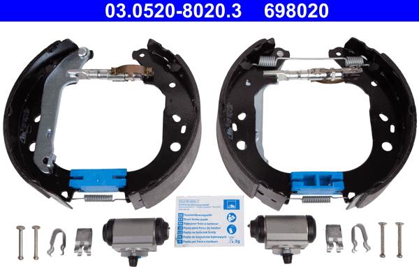 ATE 03.0520-8020.3 - Kit freno, freni a tamburo www.autoricambit.com