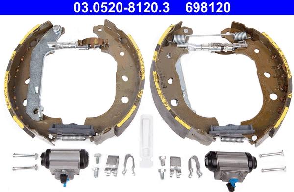 ATE 03.0520-8120.3 - Kit freno, freni a tamburo www.autoricambit.com