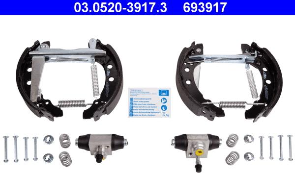 ATE 03.0520-3917.3 - Kit freno, freni a tamburo www.autoricambit.com