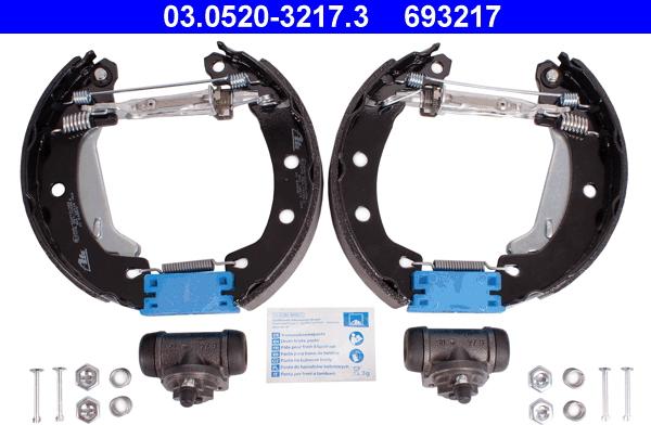 ATE 03.0520-3217.3 - Kit freno, freni a tamburo www.autoricambit.com