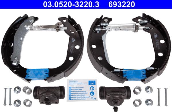 ATE 03.0520-3220.3 - Kit freno, freni a tamburo www.autoricambit.com