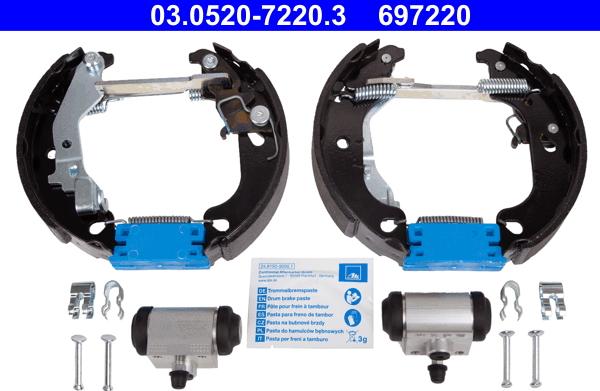 ATE 03.0520-7220.3 - Kit freno, freni a tamburo www.autoricambit.com