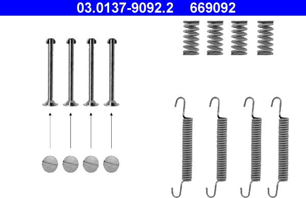 ATE 03.0137-9092.2 - Kit accessori, Ganasce freno stazionamento www.autoricambit.com