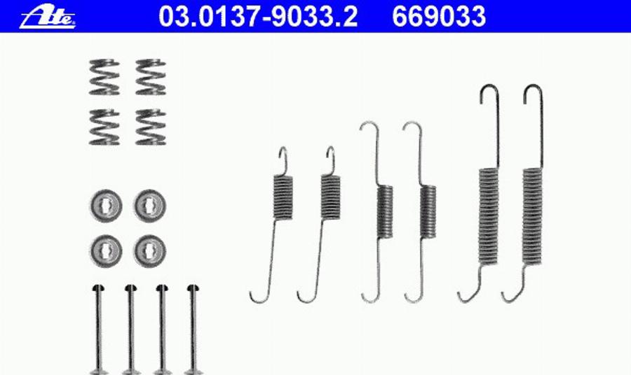 ATE 03.0137-9033.2 - Kit accessori, Ganasce freno stazionamento www.autoricambit.com