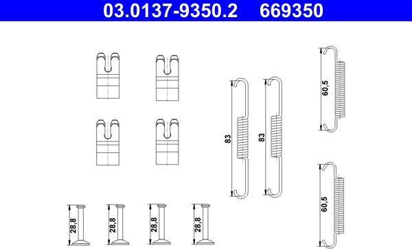 ATE 03.0137-9350.2 - Kit accessori, Ganasce freno stazionamento www.autoricambit.com