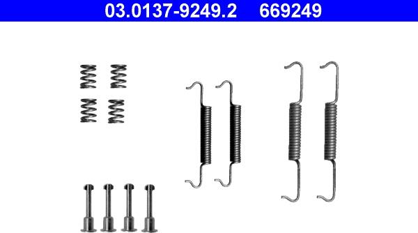 ATE 03.0137-9249.2 - Kit accessori, Ganasce freno stazionamento www.autoricambit.com