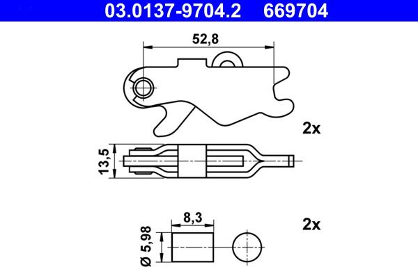 ATE 03.0137-9704.2 - Kit accessori, Ganasce freno stazionamento www.autoricambit.com