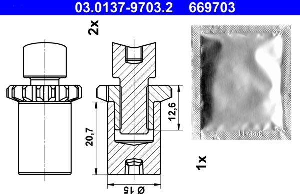 ATE 03.0137-9703.2 - Kit accessori, Ganasce freno stazionamento www.autoricambit.com