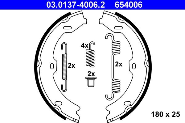 ATE 03.0137-4006.2 - Kit ganasce, Freno stazionamento www.autoricambit.com