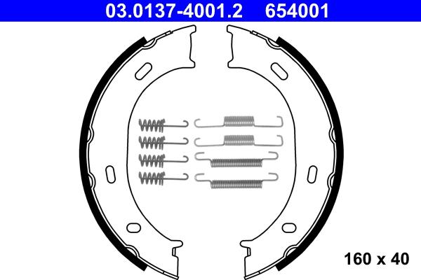 ATE 03.0137-4001.2 - Kit ganasce, Freno stazionamento www.autoricambit.com