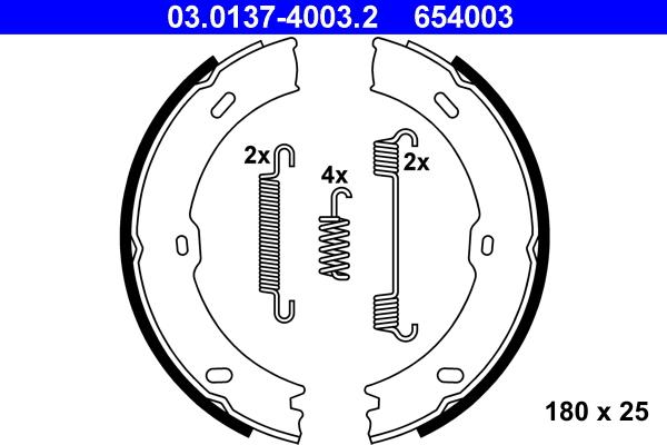 ATE 03.0137-4003.2 - Kit ganasce, Freno stazionamento www.autoricambit.com