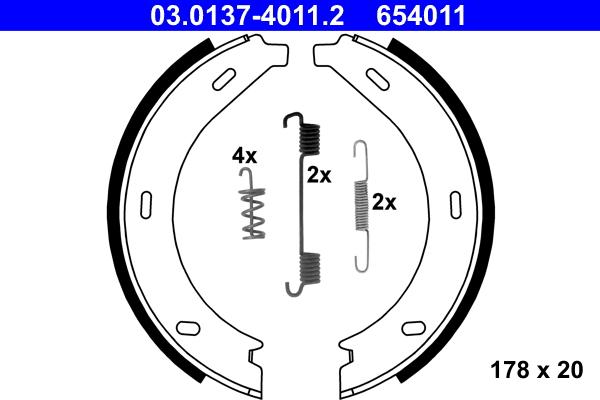 ATE 03.0137-4011.2 - Kit ganasce, Freno stazionamento www.autoricambit.com