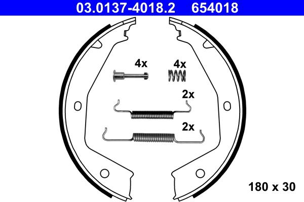 ATE 03.0137-4018.2 - Kit ganasce, Freno stazionamento www.autoricambit.com