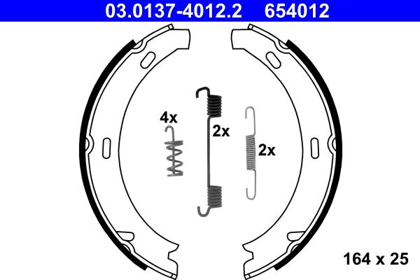 ATE 03.0137-4012.2 - Kit ganasce, Freno stazionamento www.autoricambit.com