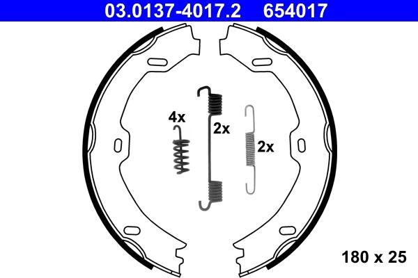 ATE 03.0137-4017.2 - Kit ganasce, Freno stazionamento www.autoricambit.com