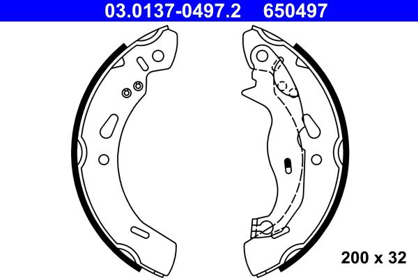 ATE 03.0137-0497.2 - Kit freno, freni a tamburo www.autoricambit.com