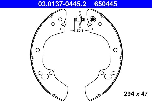 ATE 03.0137-0445.2 - Kit freno, freni a tamburo www.autoricambit.com