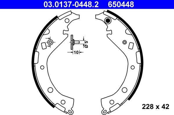 ATE 03.0137-0448.2 - Kit freno, freni a tamburo www.autoricambit.com