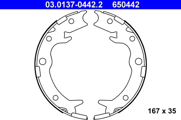 ATE 03.0137-0442.2 - Kit ganasce, Freno stazionamento www.autoricambit.com