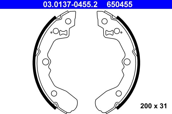 ATE 03.0137-0455.2 - Kit freno, freni a tamburo www.autoricambit.com