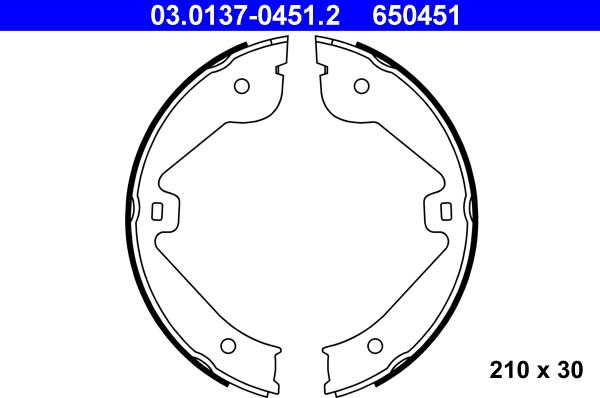 ATE 03.0137-0451.2 - Kit ganasce, Freno stazionamento www.autoricambit.com