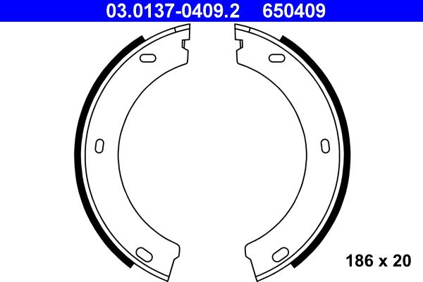 ATE 03.0137-0409.2 - Kit ganasce, Freno stazionamento www.autoricambit.com