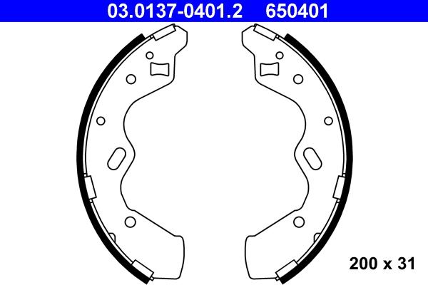 ATE 03.0137-0401.2 - Kit freno, freni a tamburo www.autoricambit.com