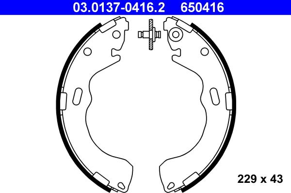 ATE 03.0137-0416.2 - Kit freno, freni a tamburo www.autoricambit.com