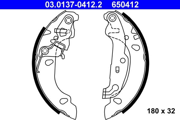 ATE 03.0137-0412.2 - Kit freno, freni a tamburo www.autoricambit.com