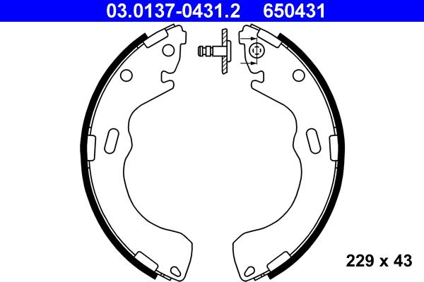 ATE 03.0137-0431.2 - Kit freno, freni a tamburo www.autoricambit.com