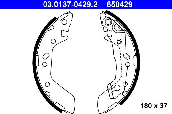 ATE 03.0137-0429.2 - Kit freno, freni a tamburo www.autoricambit.com