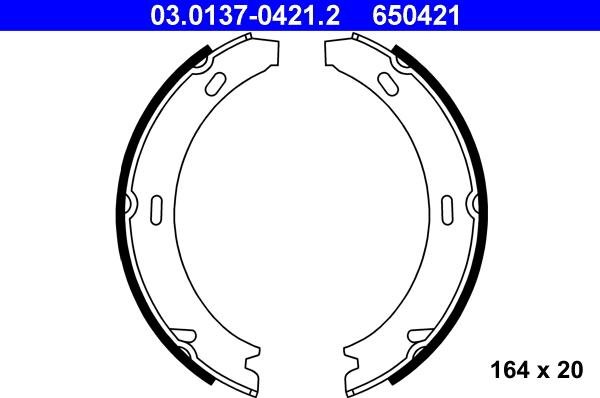 ATE 03.0137-0421.2 - Kit ganasce, Freno stazionamento www.autoricambit.com