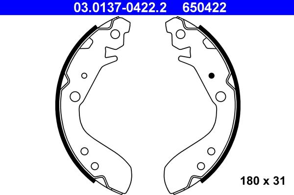 ATE 03.0137-0422.2 - Kit freno, freni a tamburo www.autoricambit.com