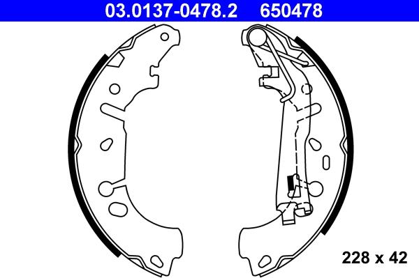 ATE 03.0137-0478.2 - Kit freno, freni a tamburo www.autoricambit.com