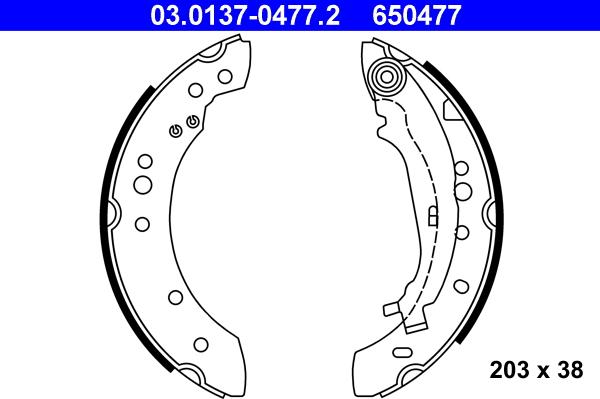 ATE 03.0137-0477.2 - Kit freno, freni a tamburo www.autoricambit.com