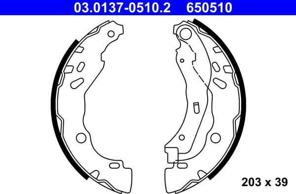 ATE 03.0137-0510.2 - Kit freno, freni a tamburo www.autoricambit.com